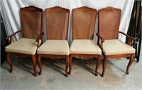 4 Wooden Cane Back Dinning Room Chairs U