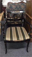 ORIENTAL STYLE BLACK ARM CHAIRS,