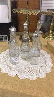 6 PIECE GLASS CONDIMENT SERVERS-S&P AND OIL &