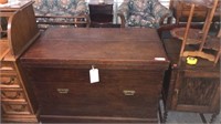 OVERSIZED FITTED  ANTIQUE WHEELED CHEST