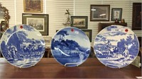 DECORATIVE BLUE & WHITE WALL PLATES - 1 MADE IN