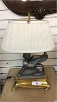BRASS BASED TABLE LAMP WITH SHADE
