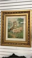 GILT FRAMED VINTAGE 1906 PRINT "TOUCH IF YOU