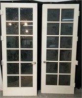 2 Matching French Doors w/ Tempered Glass Panels