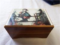 Wooden Music Box with Hummel Picture