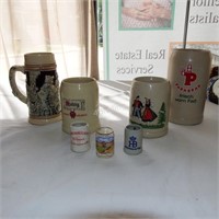 Assortment of 7 German Ceramic Beer Mugs & more