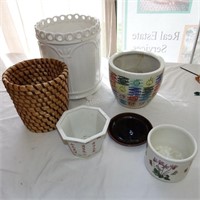 Assorted Lot of 5 Flower Pots & more