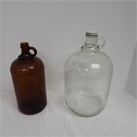 Two Vintage Large Glass Bottles