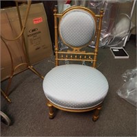 Dainty Ladies Blue & Gold  Antique Vanity Chair