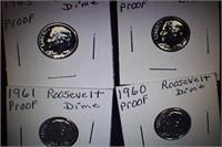 1960, 61, 62, 63 Proof Silver Roosevelt Dimes