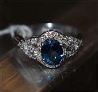 Sterling Silver Ring w/ London Blue Topaz &