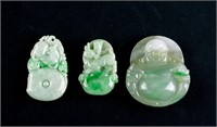 3 PC Assorted Burma Green Jadeite Carved Pendant