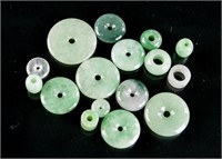 16 PC Assorted Burma Green Jadeite Carved Pendant