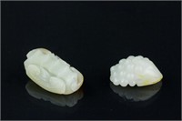2 PC Chinese Hetian White Jade Russet Skin Pendant