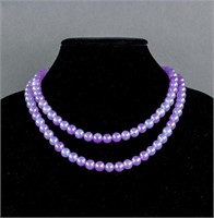 Chinese Lavender Hardstone Carved Necklace