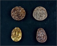 4 PC Assorted Chinese Hardstone Carved Pendants