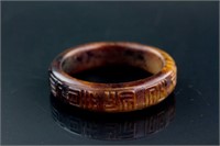Chinese Old Brown Hardstone Carved Bangle