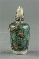 Chinese Green Jade Carved Snuff Bottle