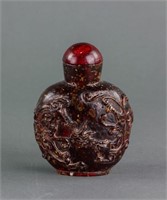Chinese Large Amber Carved Snuff Bottle