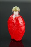 Chinese Peking Glass Double Fish Snuff Bottle
