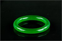 Chinese Fine Green Hardstone Carved Bangle