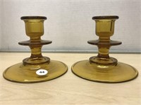 2 Amber Candle Holders