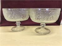 2 Sandwich Glass Open Compote Centerpiece Dishes