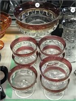 Vintage Cranberry Glass Kings Crown Thumbprint