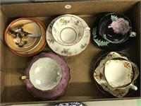 Tray Of 4 Cups & Saucers, 1 Noritake Soup Bowl &