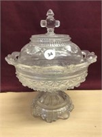 Pressed Glass Covered Compote