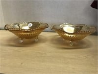 2 Jeannette Glass Comp Footed Bowls