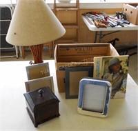 LOT INCL. TABLE LAMP, FRAME, SEWING