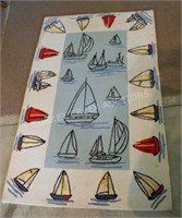 HOOK RUG W/ SAILBOAT MOTIF