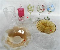 LOT INCL. CUT WATER PITCHER, CRANBERRY