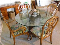 CHIPPENDALE STYLE GLASS TOP DINETTE SET