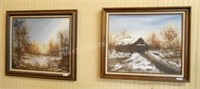 LOT OF 2 SCENIC OIL PAINTING, COVERED