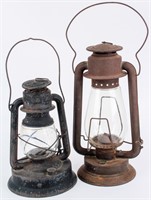 2 Antique Oil Lamp Lanterns Defiance No. 2 & Dietz