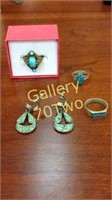 Unique brass turquoise ring with coordinating