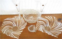 LOT OF 6 CRYSTAL ITMES INCL. SWIRL BOWLS,