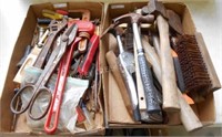 LOT OF 2 BOXES HAND TOOLS INCL, HAMMER,
