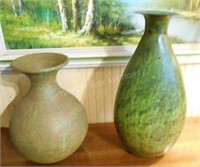 PAIR OF BULBOUS CONTEMPORARY VASES,