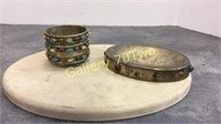 Handmade trinket box encrusted with turquoise and