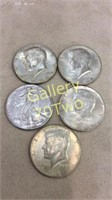 Kennedy half dollars-years 1969 1964 1966 and