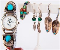 Jewelry Sterling Silver Earrings and Watch
