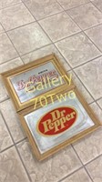 Pair of vintage Dr. Pepper mirrored back