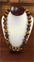 Beautiful large tiger eye beaded necklace with
