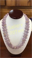 Amethyst beaded necklace with 14k yellow gold