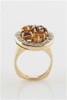 14k Gold Ring with Diamonds and Gemstones