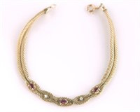 14k Yellow Gold Bracelet with Rubies and Diamonds