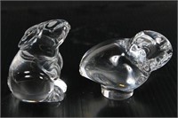 Baccarat Crystal, Owl and Rabbit Paperweight